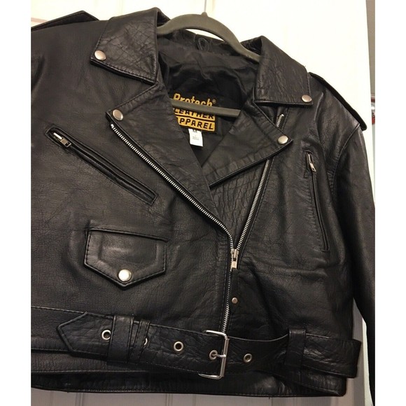Protech Jackets & Blazers - Women’s Protech Black Moto Motorcycle BOMBER Leather Jacket Medium VGUC Unique